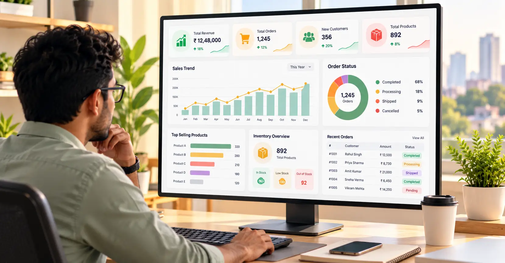 Business analytics dashboard for custom software development and business automation