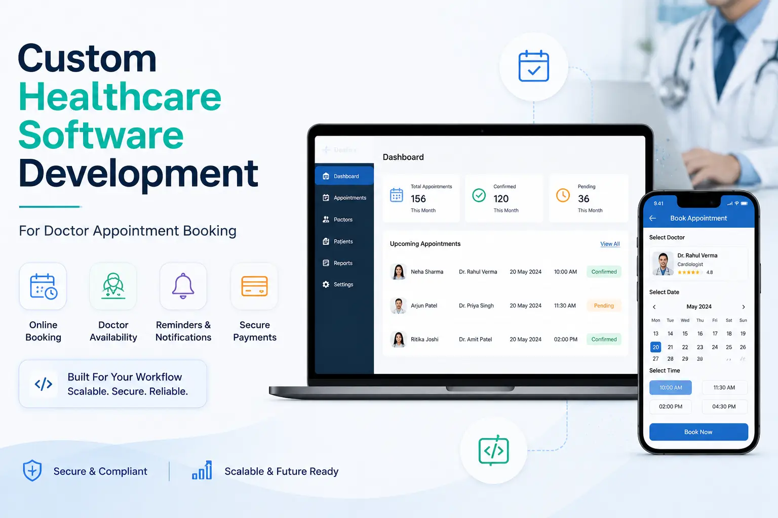 Custom healthcare software development for doctor appointment booking
