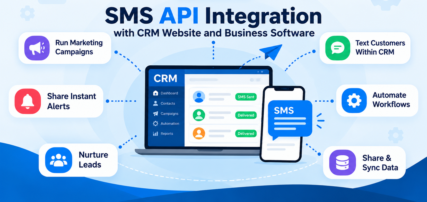 SMS API integration with CRM website and business software