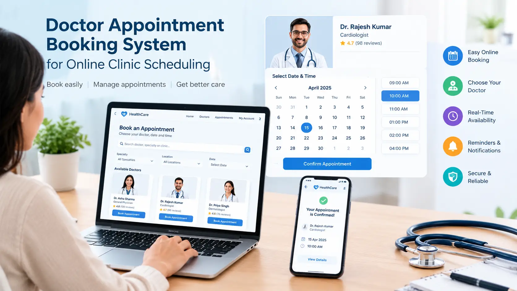 Doctor appointment booking system for online clinic scheduling