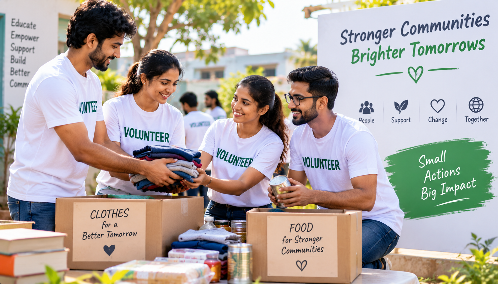 Community volunteers collaborating during an NGO activity
