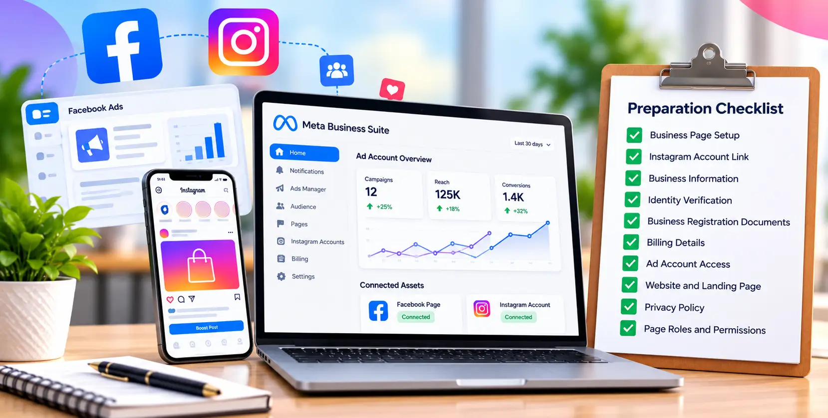 Facebook and Instagram business advertising account preparation checklist