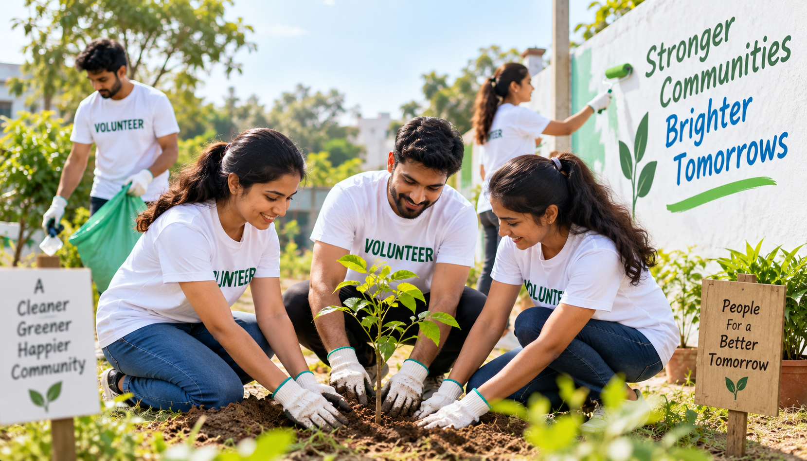 NGO volunteers working together on a community project