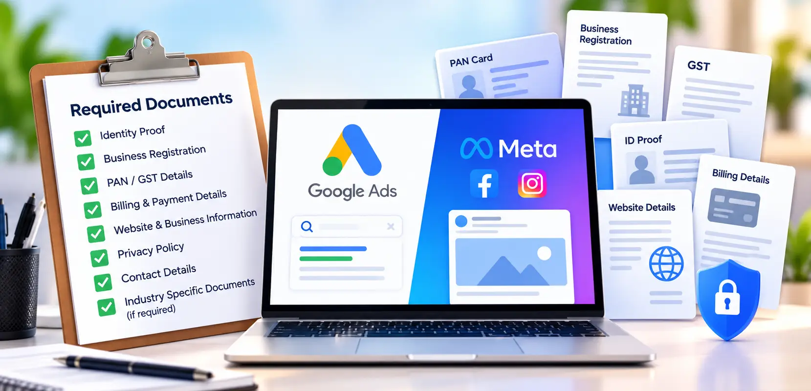 Checklist of documents required for Google Ads and Meta Ads